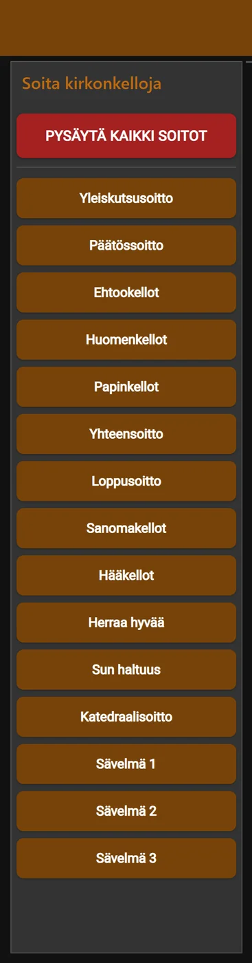 Kirkon vakiosoitot painikkeina